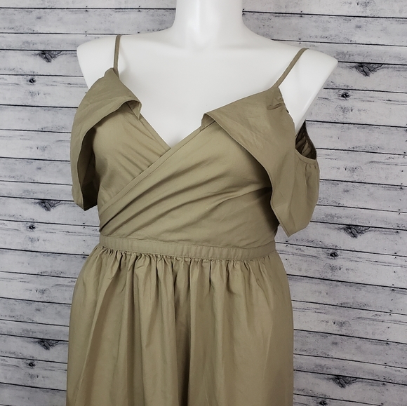 Madewell Khaki Cold-Shoulder Ruffle Dress ( - Picture 8 of 10